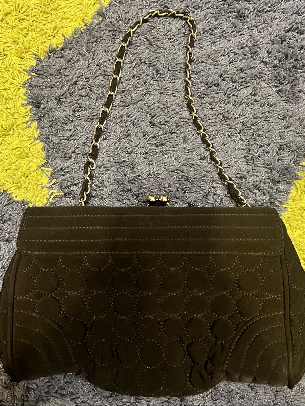 Vera Bradley Black Quilted Microfiber Chain Frame Bag Kisslock Symphony in Hue